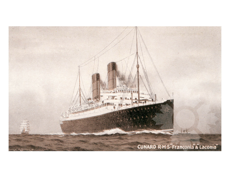 Photo en noir et blanc du navire Franconia I (RMS) (1911-1916)