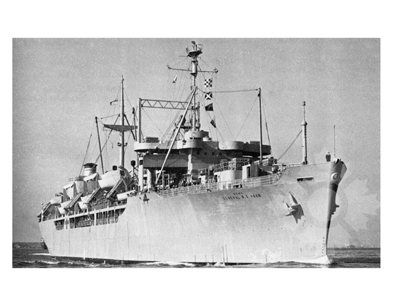 Photo en noir et blanc du navire Général WG Haan (USS) (1945-1968)