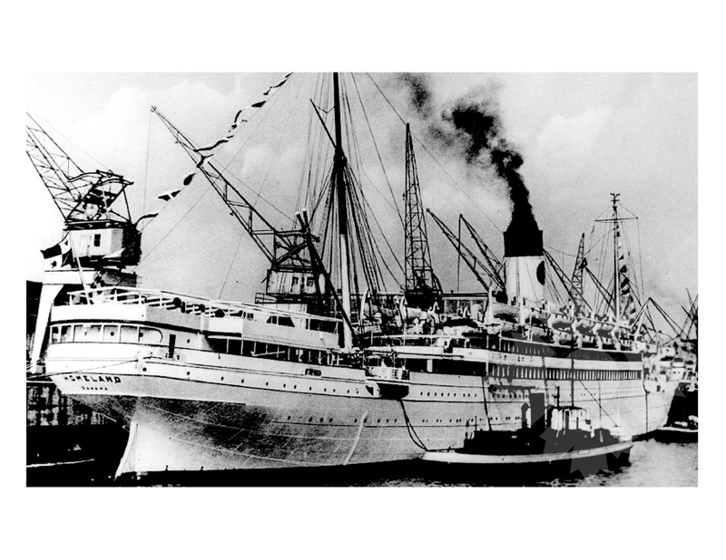 Photo en noir et blanc du navire Homeland (SS) (1951-1955)