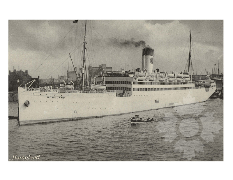 Photo en noir et blanc du navire Homeland (SS) (1951-1955)