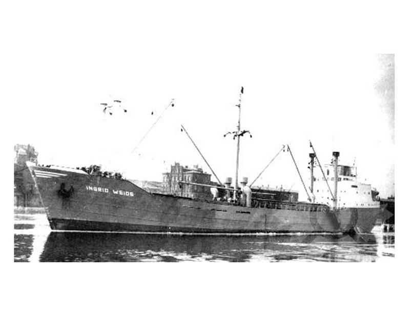 Photo en noir et blanc du navire Ingrid Weide (SS) (1953-1965)