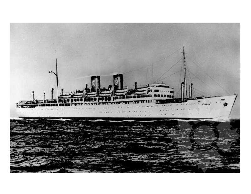 Photo en noir et blanc du navire Irpinia (SS) (1929-1970) 