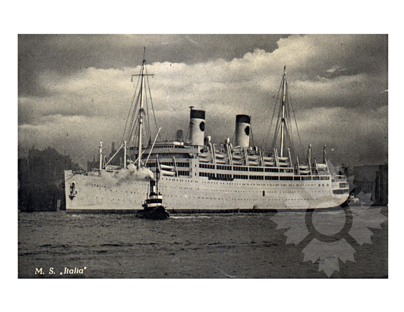 Photo en noir et blanc du navire Italie (MS) (1948-1964)