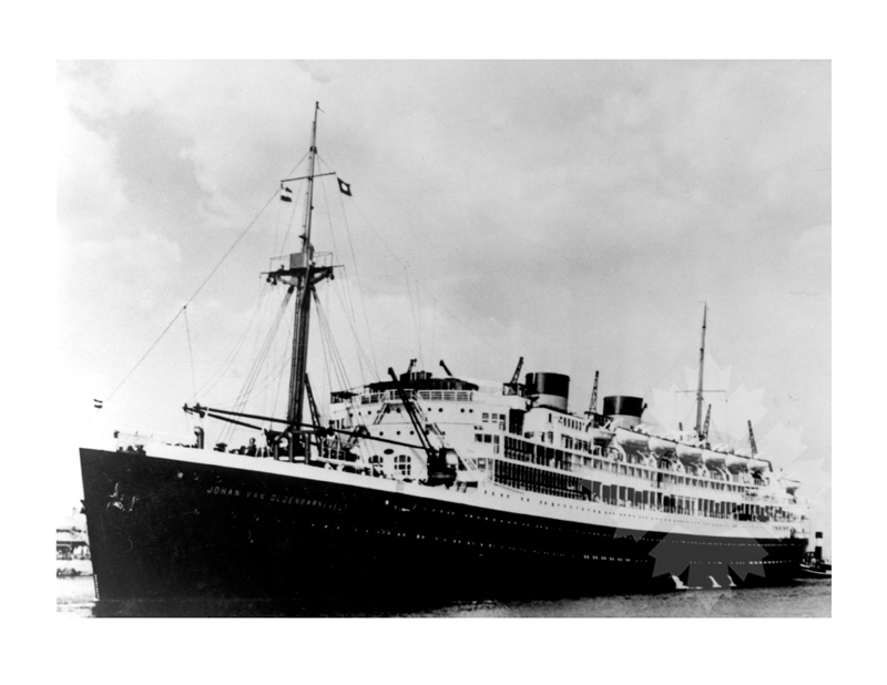 Photo en noir et blanc du navire Johan Van Oldenbarnevelt (SS) (1929-1963)