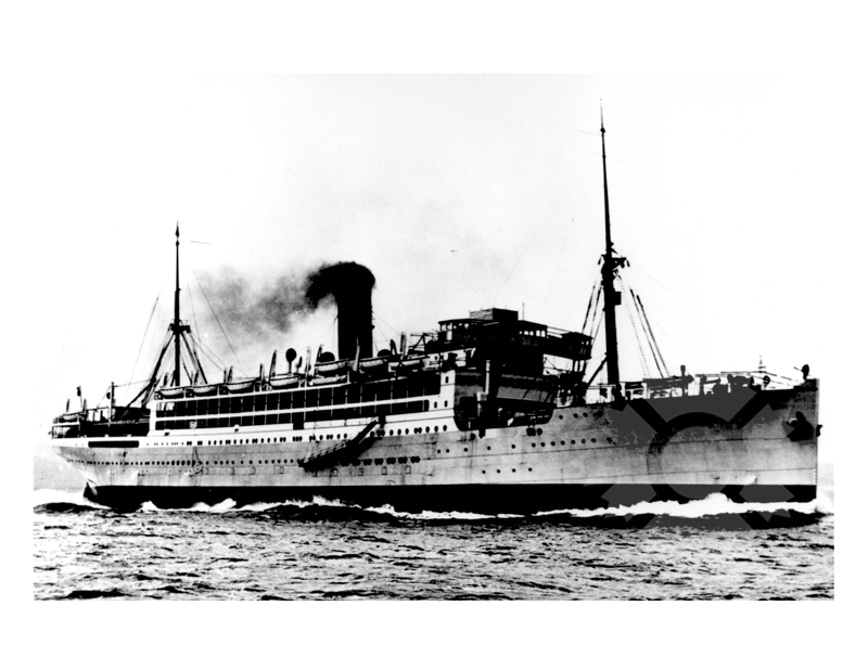 Photo en noir et blanc du navire Château de Llangibby (RMS) (1925-1952)