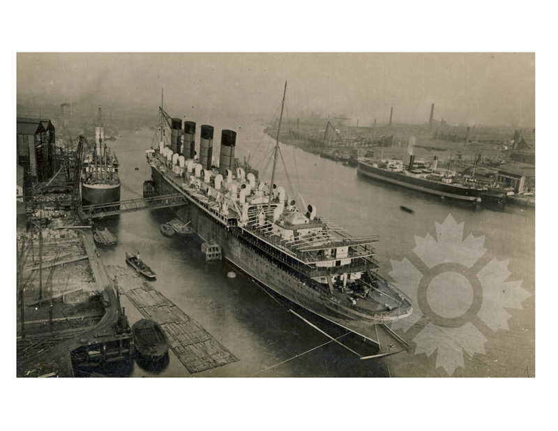 Photo en noir et blanc du navire Mauretania I (RMS) (1906-1935)