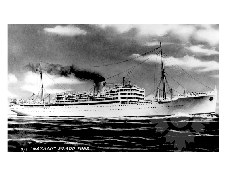 Photo en noir et blanc du navire Nassau - Europe (SS) (1951-1961)