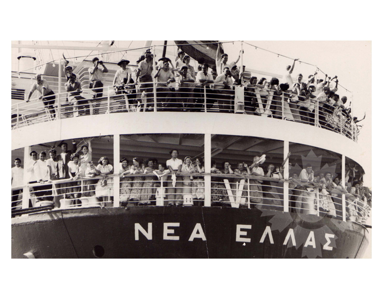 Photo en noir et blanc du navire Nea Hellas (TSS) (1939-1955)