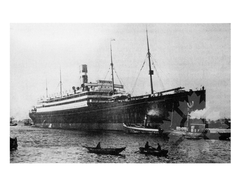 Photo en noir et blanc du navire New Amsterdam I (SS) (1906-1932)