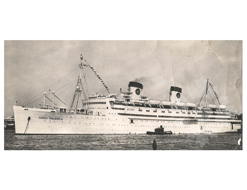 Photo en noir et blanc du navire Queen Frederica Edited (SS) (1954-1978)