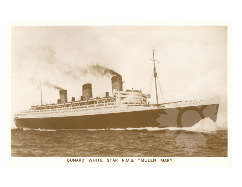 Photo en noir et blanc du navire Queen Mary (RMS) (1936-1967)