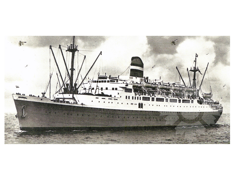 Photo en noir et blanc du navire Ryndam (SS) (1950-1972)