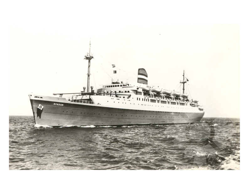 Photo en noir et blanc du navire Ryndam (SS) (1951-1972)