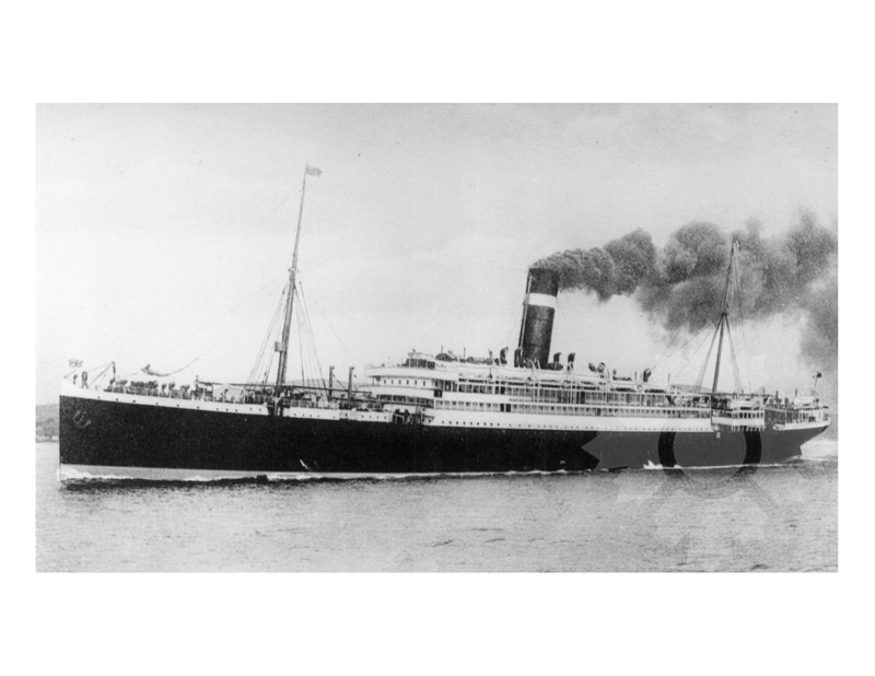 Photo en noir et blanc du navire Virginian (RMS) (1904-1919)