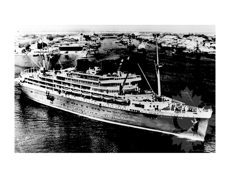 Photo en noir et blanc du navire Willem Ruys (MS) (1946-1964)