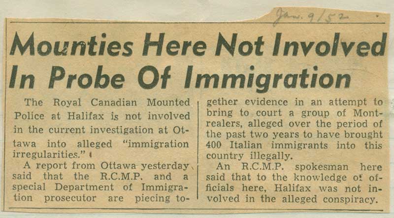 Détail d’un album de coupures de journaux. Musée canadien de l’immigration du Quai 21 (R2014.336.1).