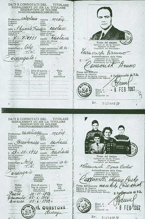Passeports délivrés à la famille Catalano, 1967. Musée canadien de l’immigration du Quai 21 (DI2013.1829.5).