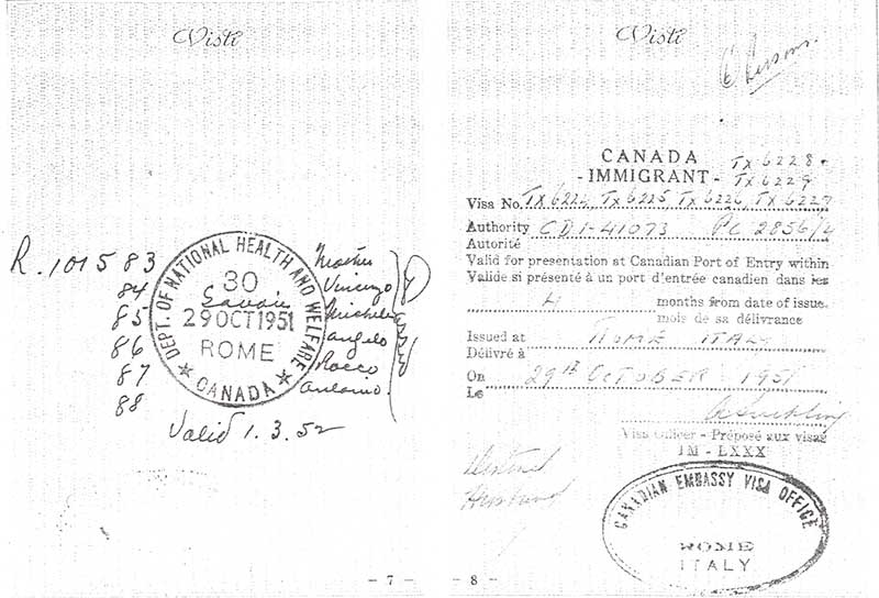 Passeport délivré à Maria Furfaro, 1951. Musée canadien de l’immigration du Quai 21 (DI2013.1797.1c).