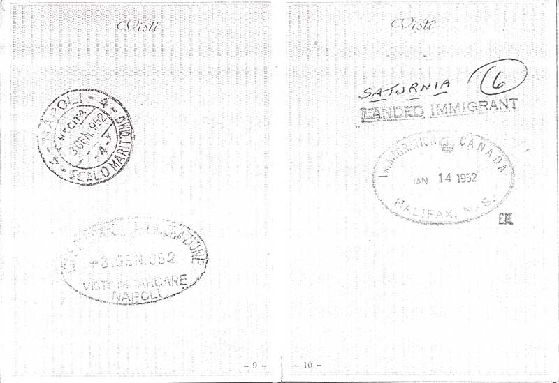 Passeport délivré à Maria Furfaro, 1951. Musée canadien de l’immigration du Quai 21 (DI2013.1797.1d).