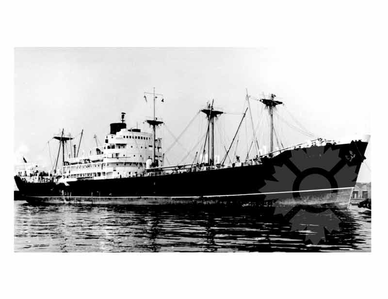 Photo en noir et blanc du navire Elysia A (MV) (1945-1963)