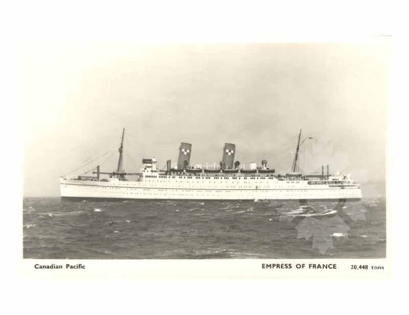 Photo en noir et blanc du navire Impératrice de France II (RMS) (1947-1960)