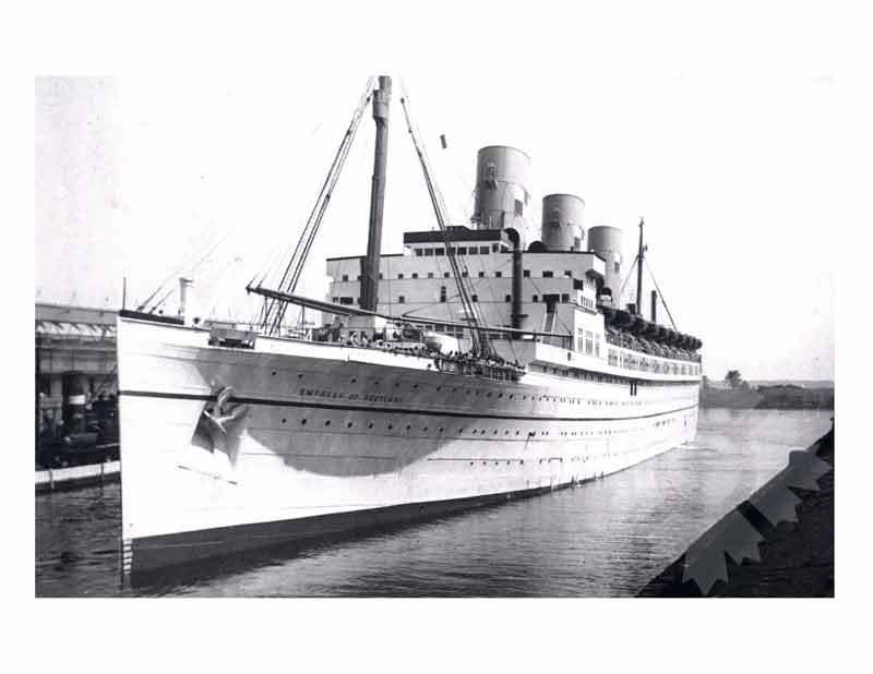 Photo en noir et blanc du navire Impératrice d'Écosse II (RMS) (1942-1958)
