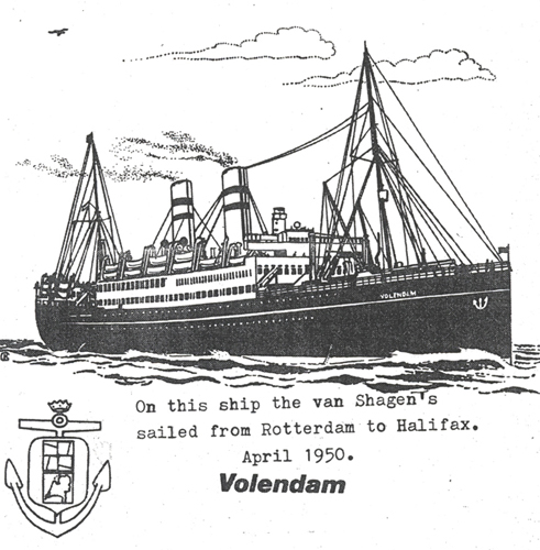 Souvenir du S.S. Volendam, en 1950. Musée canadien de l’immigration du Quai 21 (DI2013.1842.3). 