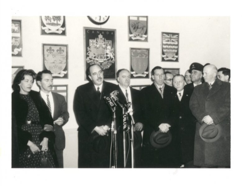Hungarian refugees in Montreal, Quebec with Immigration officer William A. McFaul, 1956. Canadian Museum of Immigration at Pier 21 (D2014.10.7).