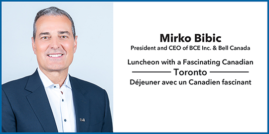 Informations sur l'événement à côté d'un portrait de Mirko Bibic en costume, souriant.