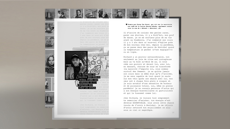 Livre ouvert à une page avec des images à droite et du texte à gauche.