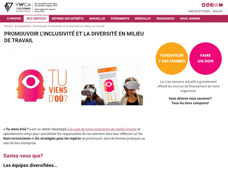 YWCA Tu viens d’où Home Page.