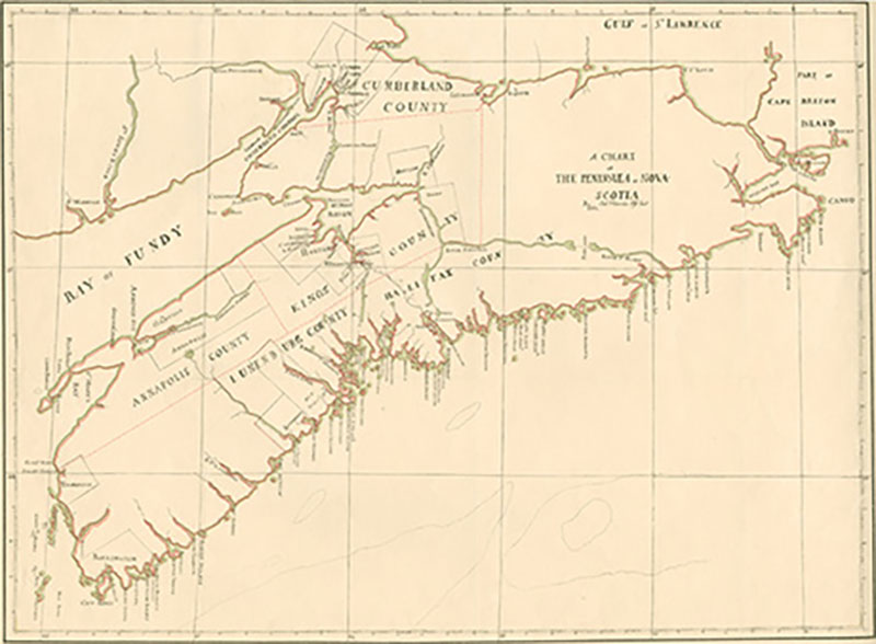 Très vieille carte de la province de la Nouvelle-Écosse.