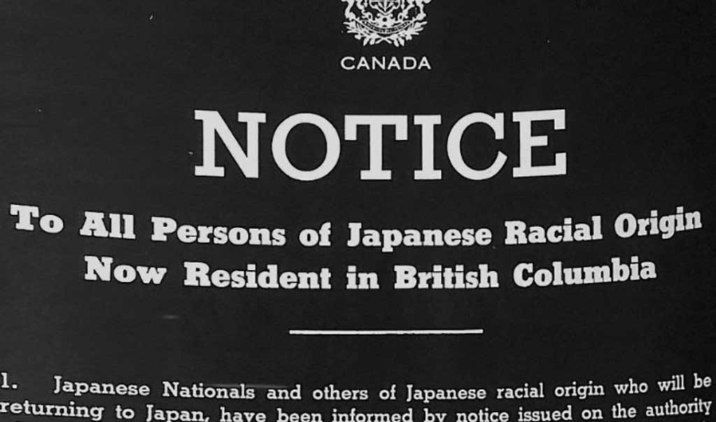 Numérisation d’un ancien document du ministère du Travail du Canada intitulé Avis aux personnes d’origine raciale japonaise résidant actuellement en Colombie-Britannique.