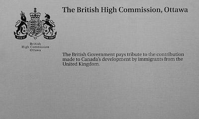 The British High Commission, Ottawa plaque