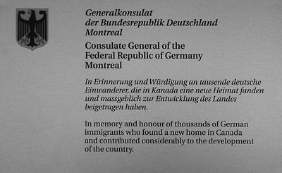Consulate General of the Federal Republic of Germany Montreal plaque