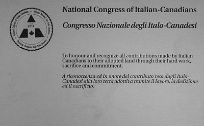 National Congress of Italian–Canadians plaque