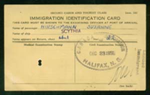 Suzanne's Immigration Identification Card.