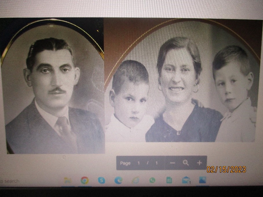 Photo numérique de deux photos en noir et blanc, l’une d’un homme et l’autre d’une femme avec deux enfants.