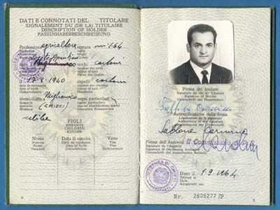 Passeport photo page de Carmine Sablone.