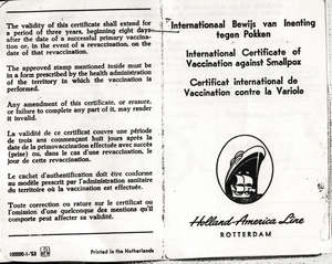 Document de lecture Certificat international de vaccination contre la variole.