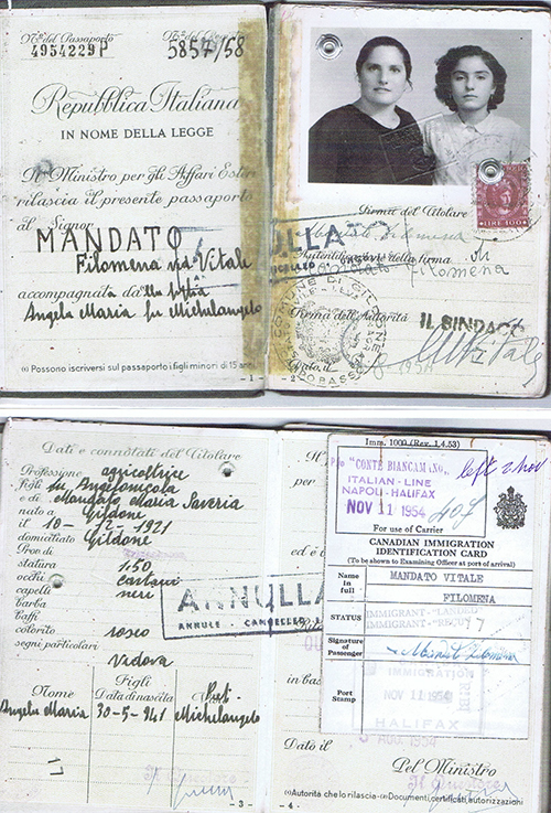 Anciennes pages de passeport avec les détails du voyageur et photo.