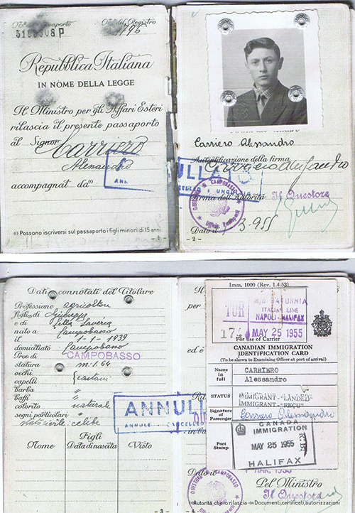 Anciennes pages de passeport avec les détails du voyageur et photo.