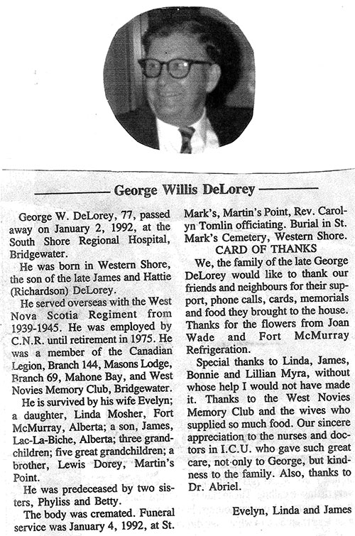 La nécrologie de George Delorey.
