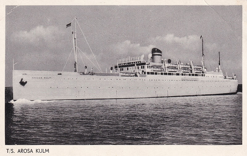 Carte postale d’un navire, l’Arosa Kulm.