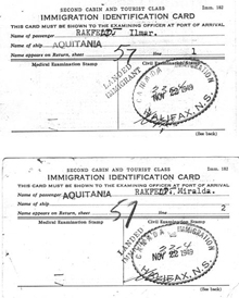 Carte d’identité de l’immigration appartenant à Miralda et Ilmar.