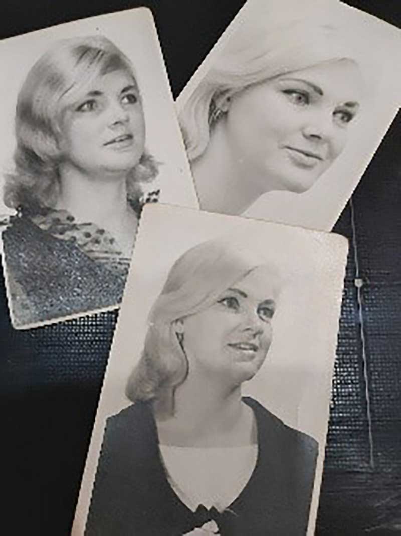 Trois photos de la même femme à différents âges.
