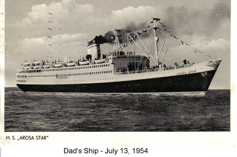 Image d’archives d’un gros navire intitulé Dad’s Ship, 13 juillet 1954.