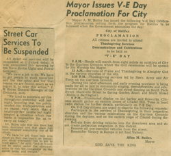 Vieil article de journal avec le titre Mayor Issues V E Day Proclamation For City.