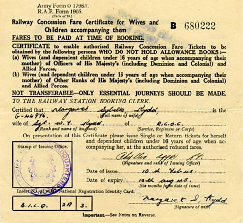 Un certificat A de droit de transport par chemin de fer.