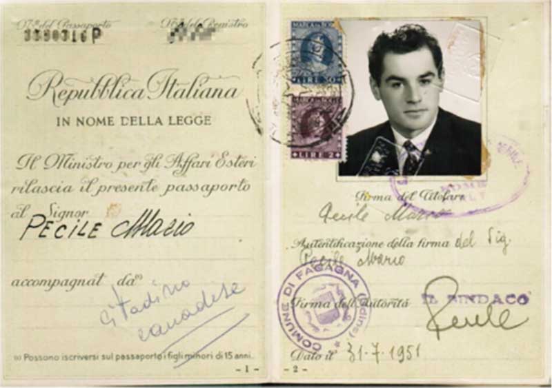 Photo d’un vieux passeport italien.